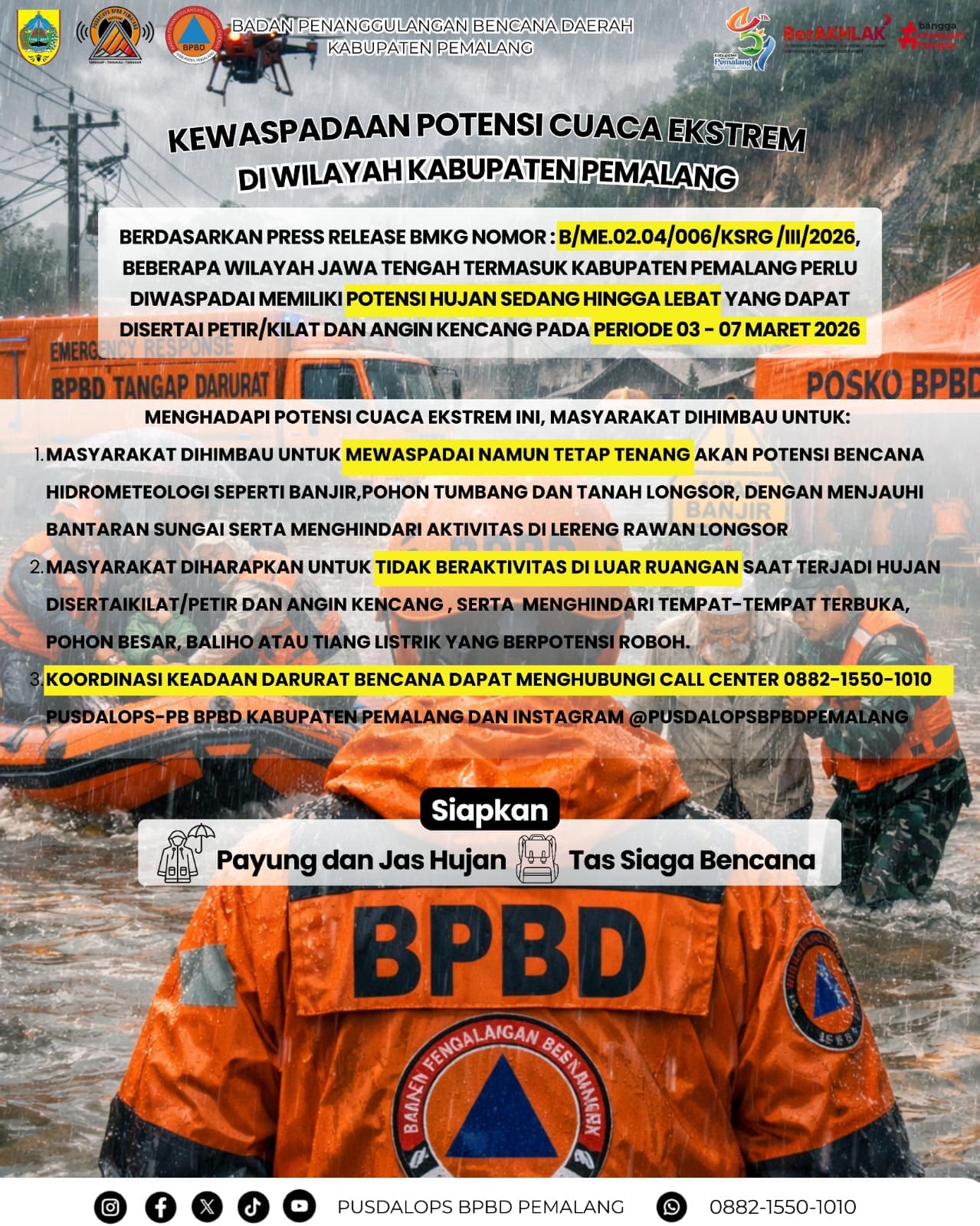 BMKG Peringatkan Potensi Cuaca Ekstrem Hingga 7 Maret 2026, Warga Dihimbau Ikuti Protokol Keselamatan